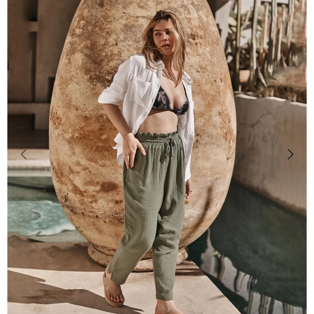 summersalt the going places gauze button-down camp long sleeve shirt - Picture 6 of 6